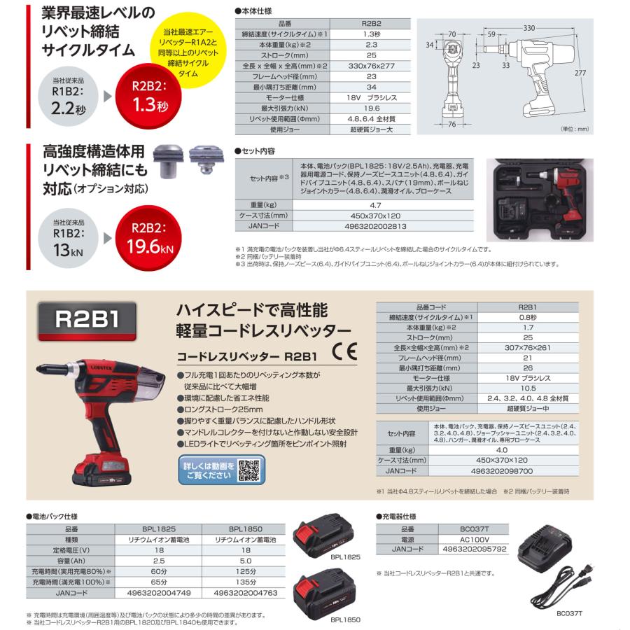LOBSTER 【オススメ】〈ロブテックス〉コードレスリベッター LOBSTER 【オススメ】〈ロブテックス〉コードレスリベッター