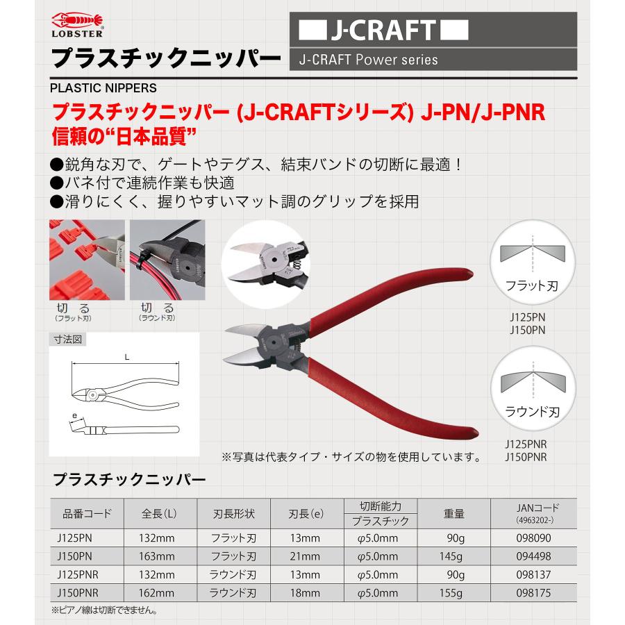 LOBSTER 〈ロブテックス〉プラスチックニッパー J150PN 【オススメ
