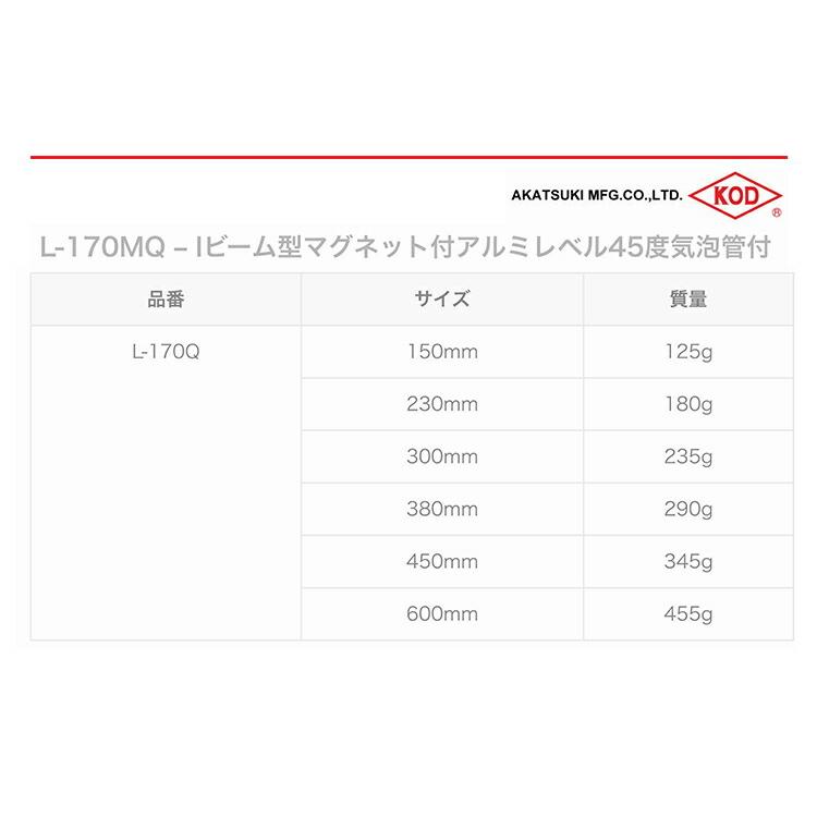 　〈KOD〉　Ｉ型レベル　L-170MQ　600mm｜japan-tool｜03
