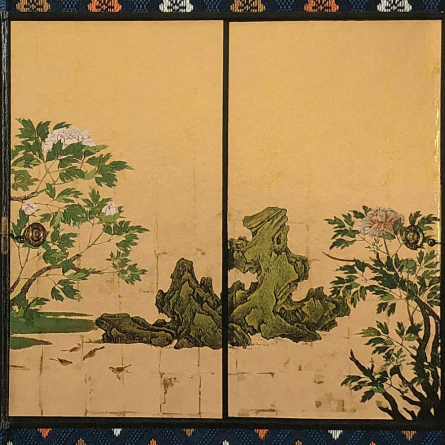 ミニ屏風 小 大覚寺牡丹図(だいかくじ ぼたんず） 名画屏風 二曲一双