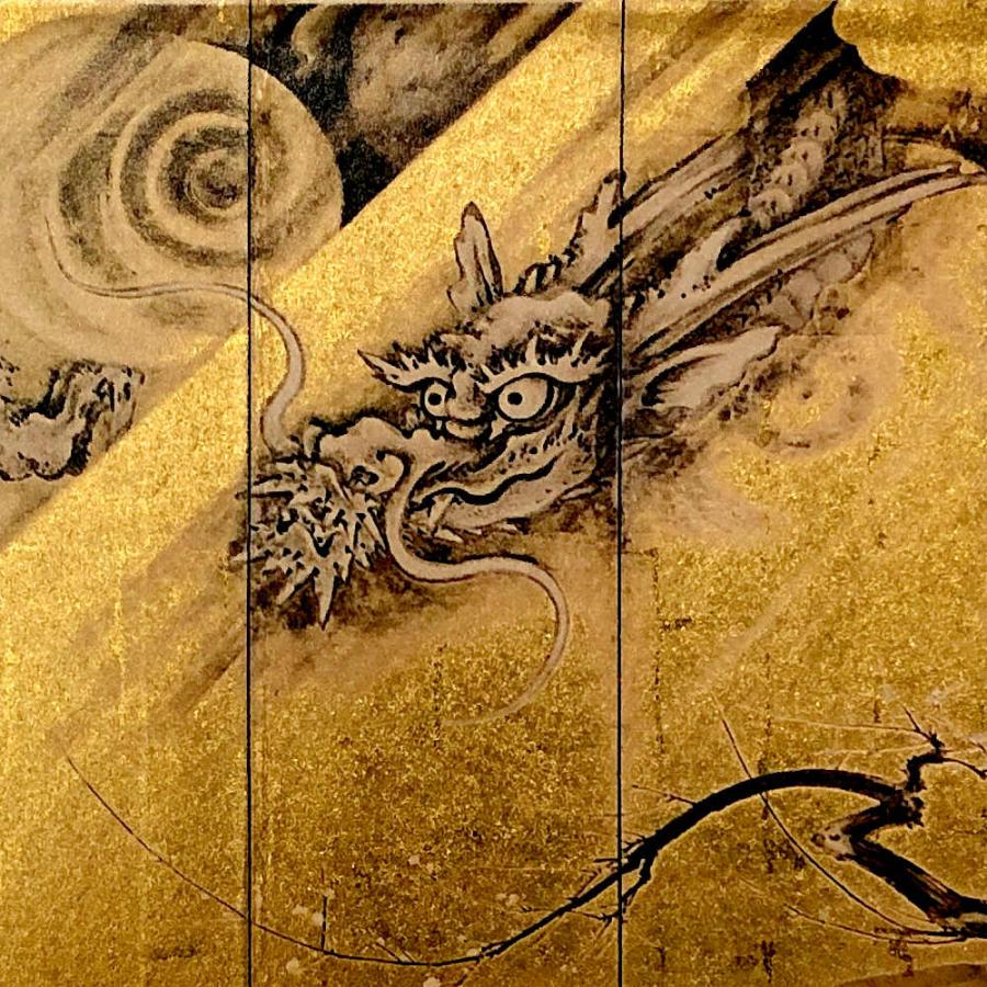 ミニ屏風 妙心寺 龍図 狩野山楽作 二曲一双屏風 小 龍虎図 開運 龍屏風