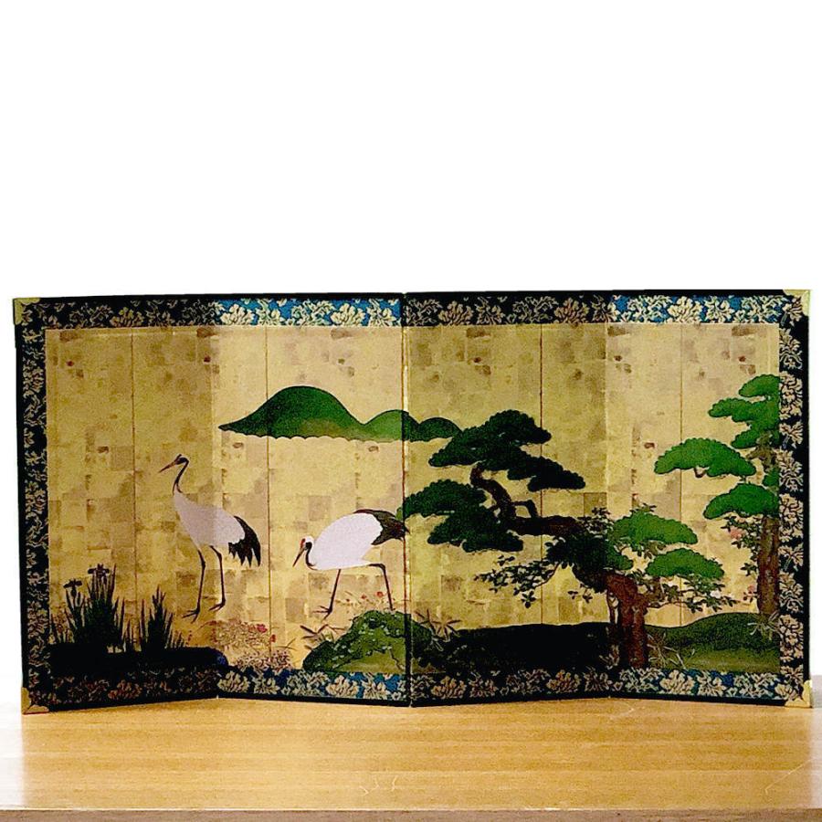 名画屏風 松鶴図 ミニ屏風 四曲一双屏風 和風インテリア屏風 名画屏風 松鶴図 ミニ屏風 四曲一双屏風 和風インテリア屏風