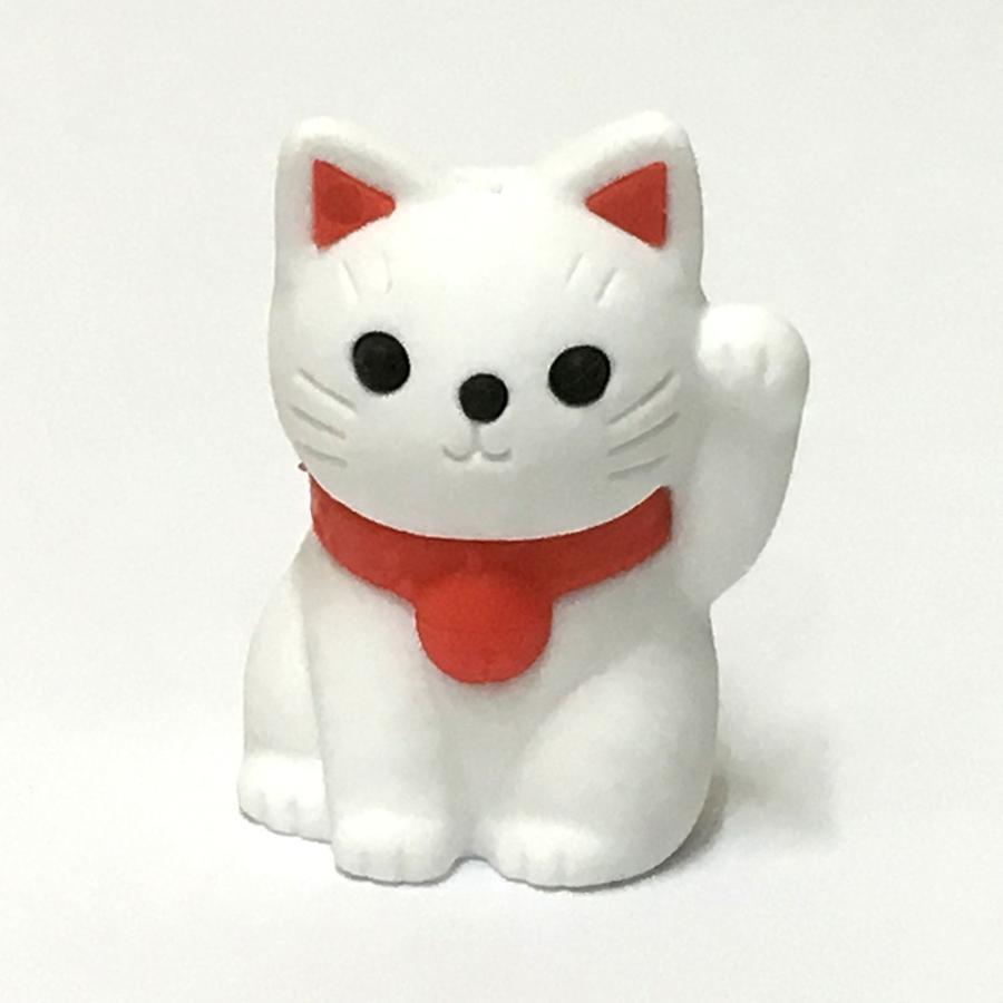 招き猫 白 ミニサイズ 3.2cm おもしろ 消しゴム 縁起物 開運招福 開店