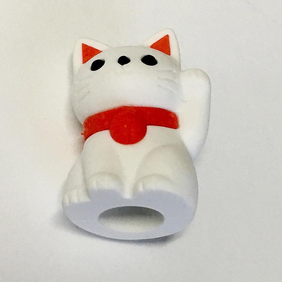 招き猫 フィギュア 白金 約5cm 特に大きい伝統的な招き猫 - 白磁販売専門店 Painter's Garden