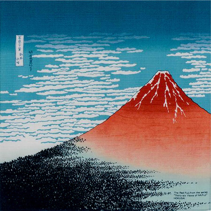 浮世絵 風呂敷 葛飾北斎 赤富士 バンダナ ハンカチ 48cm x 日本の