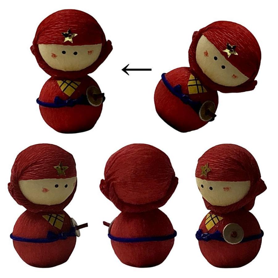 日本のおみやげ民芸玩具起き上がりこぼし人形 赤忍者 メール便 送料