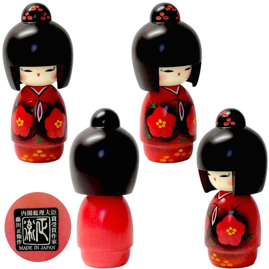 木製 こけし人形 伝統的デザイン 創作こけし　作者あり 木製こけし人形 Sachiko Saito's large and small kokeshi dolls