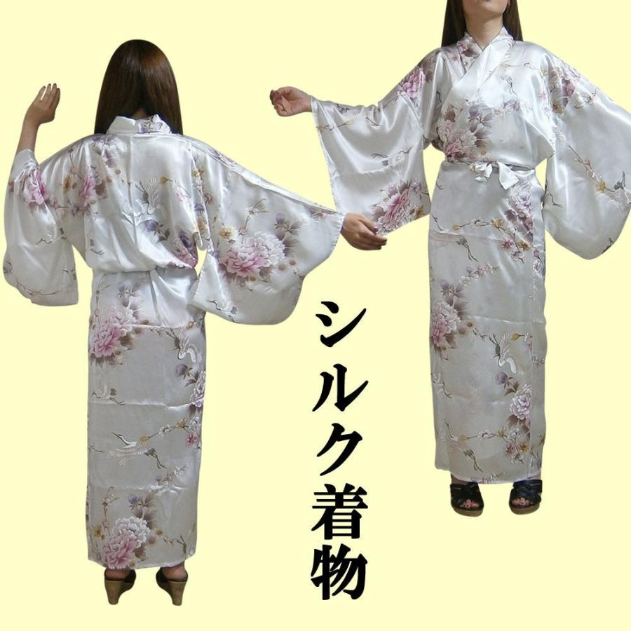 外国人向けシルクきもの 鶴 白 : ksturuwh : 日本のおみやげ専門店 