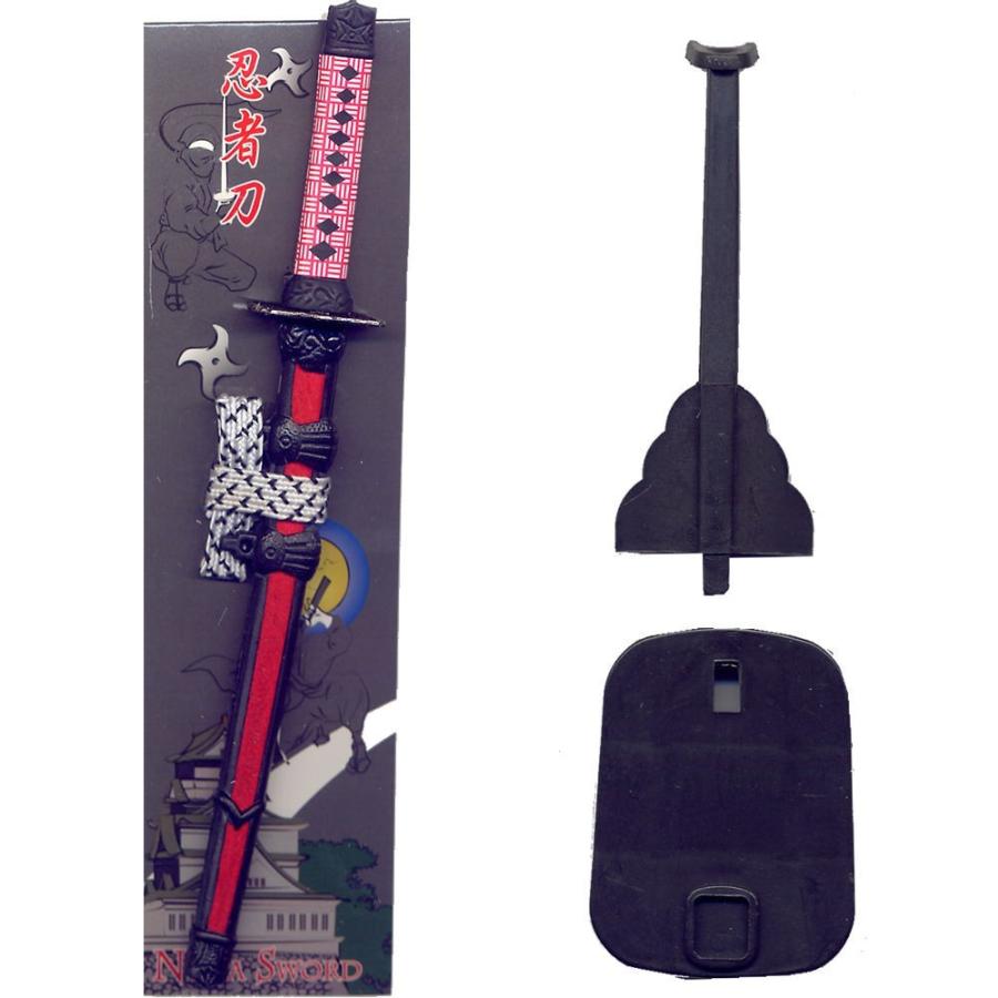 レターオープナー 忍者刀 (刀スタンド付)ペーパーナイフ 赤 メール便
