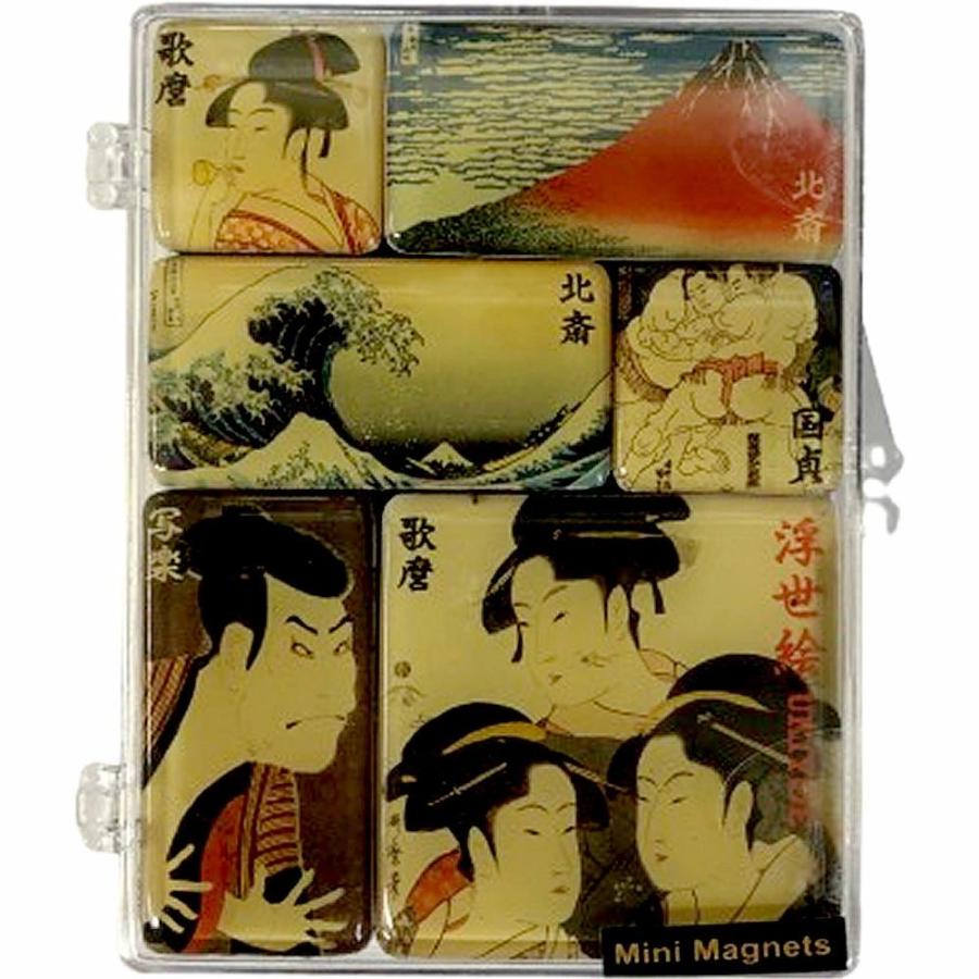 浮世絵マグネット 6個セット 浮世絵 葛飾北斎 赤富士 波裏 写楽 歌麿