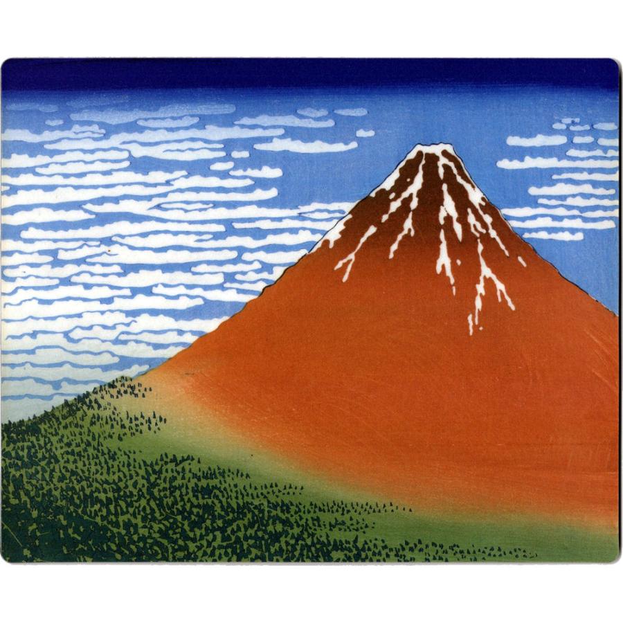 マウスパッド 版画 葛飾北斎 富嶽三十六景 凱風快晴 赤富士 日本製木