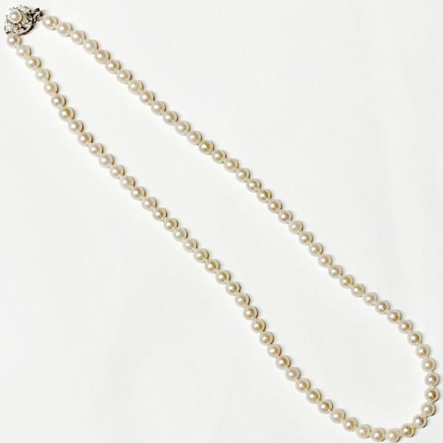 アコヤ 本真珠 セミロング ネックレス 6.5-7.0mm 57cm パール