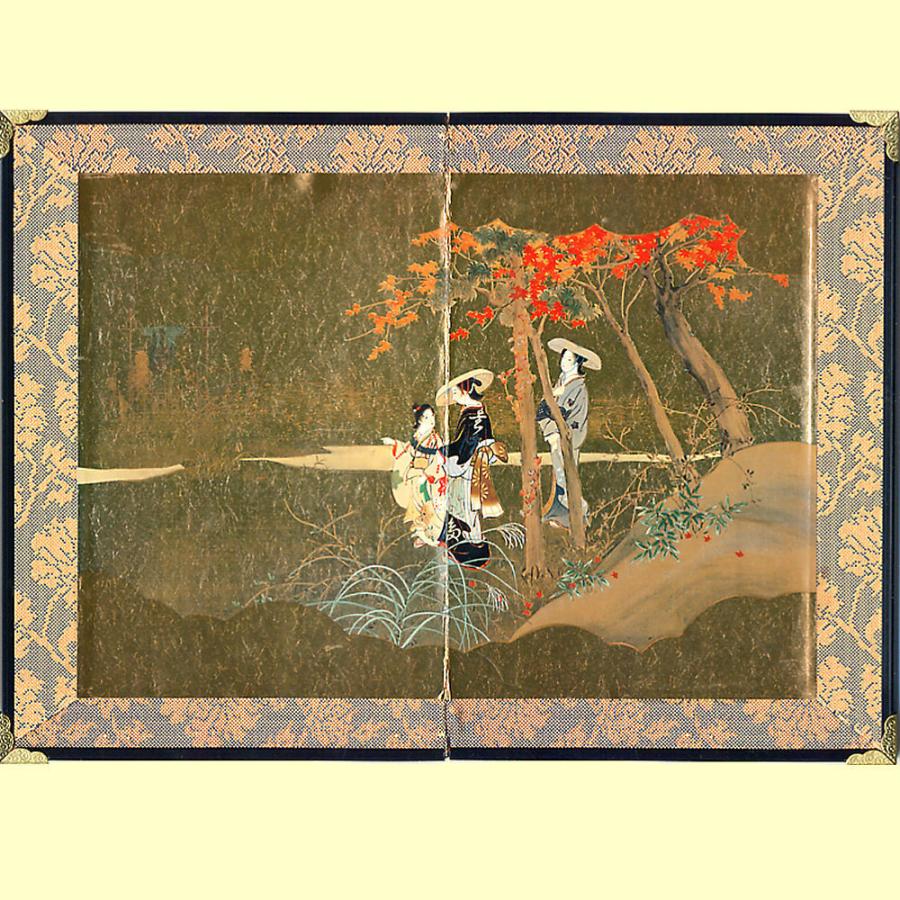 ミニ屏風 美人画 紅葉 二曲一双屏風 : 日本のおみやげ専門店 ミニ屏風 美人画 紅葉 二曲一双屏風 : 日本のおみやげ専門店