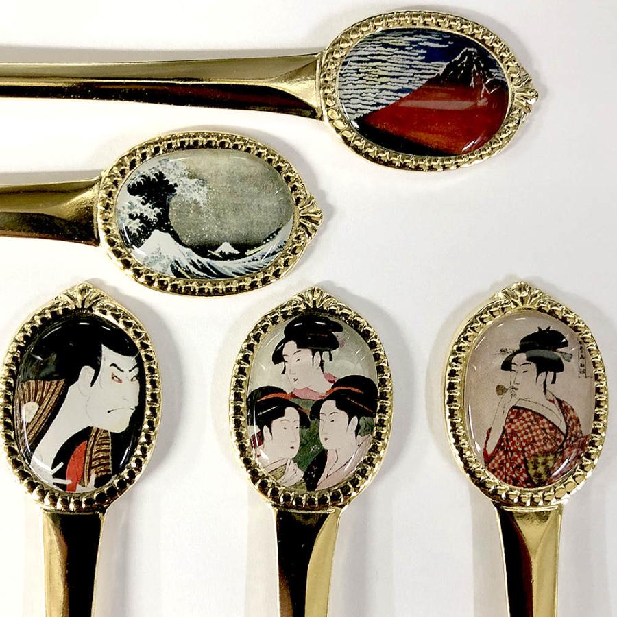 日本のアートスプーン 5本セット 浮世絵 メール便 送料無料 : 日本の