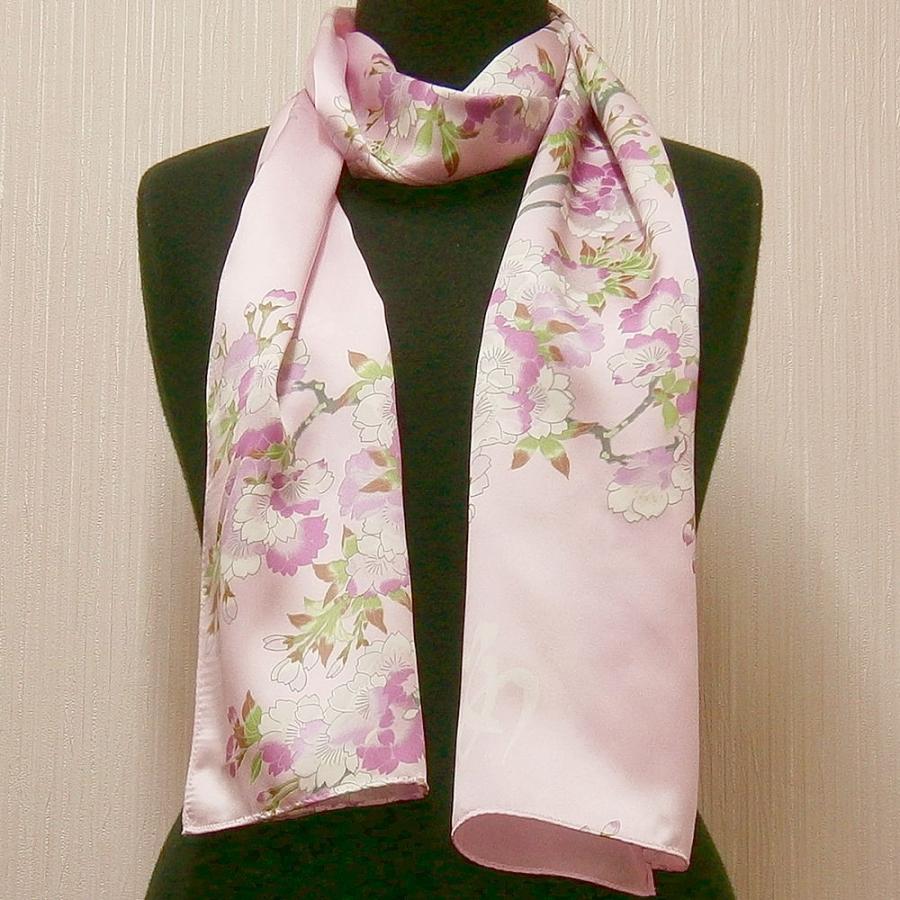 和風シルクストール ロングスカーフ 桜 ピンク メール便 送料無料 Sstsapk 日本のおみやげ専門店 通販 Yahoo ショッピング