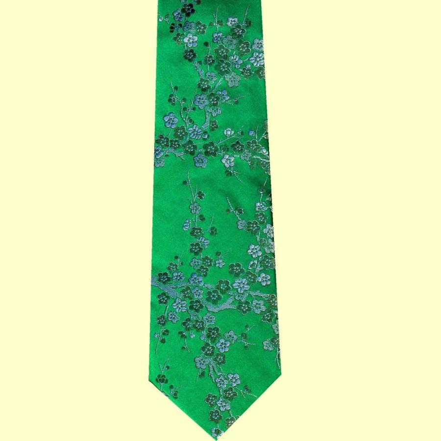 高級織物ネクタイ 和柄 福梅 グリーン メール便 送料無料 : 日本の