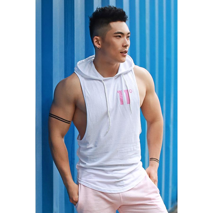 Mr.Hui タンクトップ メンズ ノースリーブ フード付き トレーニング