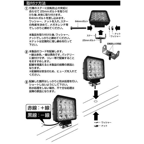 Kashimura works製12V24V対応 LED16灯48Wワークライト作業灯ML-8広角照射3360lm｜japanautopartsnet｜05