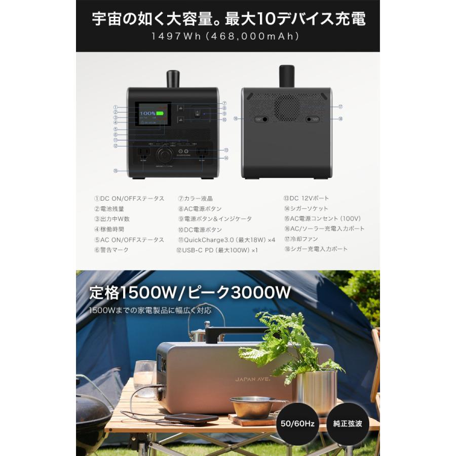 ポータブル電源 大容量 バッテリー 468000mAh 1497Wh 発電機 ポータブル電源 大容量 バッテリー 468000mAh 1497Wh 発電機