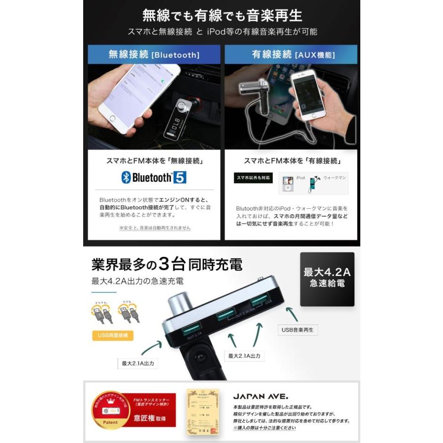 JAPAN AVE. FMトランスミッター Bluetooth 5.0 iphone fm JAPAN AVE. FMトランスミッター Bluetooth 5.0 iphone fm