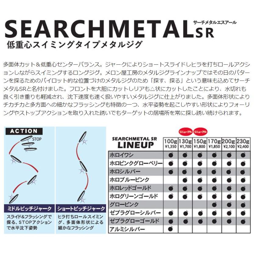 メロン屋工房 サーチメタルSR メタルジグ 150g #ゼブラグローシルバー