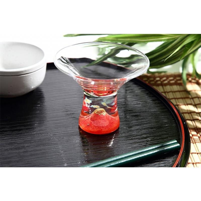 富士雲海を臨む 冷酒グラス 赤 富士山 グラス 手作りガラス細工 FF-82973262 送料無料 プレゼント クリスマス 花以外 |  | 02