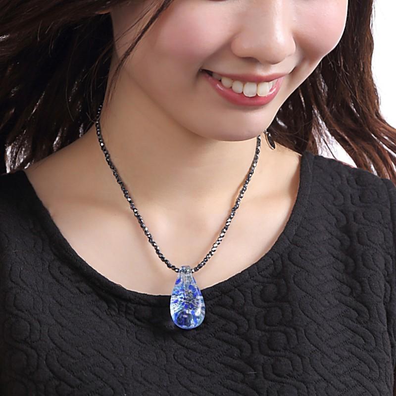 ガラスのジュエリー 水玉インジゴドロップL ネックレス 手作りガラス細工 ギフト プレゼント FF-dotindigo-d-l FUSION FACTORY 送料無料 花以外 誕生日 | ブランド登録なし | 03