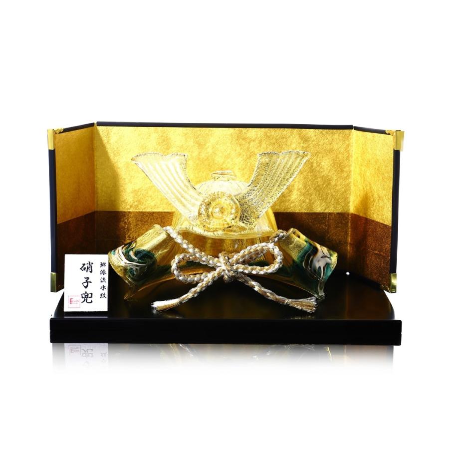 ガラス 兜 琳派流水紋 硝子兜 五月人形 ５月人形 子供の日 コンパクト 小さい 硝子 出産祝いギフトFF-kabu-rinpa 送料無料 初節句 | ブランド登録なし | 02