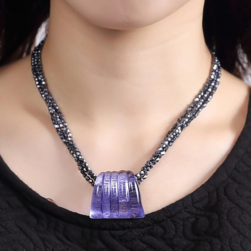 ガラスのジュエリー 漣パープル ネックレス 手作りガラス細工 ギフト プレゼント FF-purple-ripple FUSION FACTORY 送料無料 花以外 誕生日 | ブランド登録なし | 01