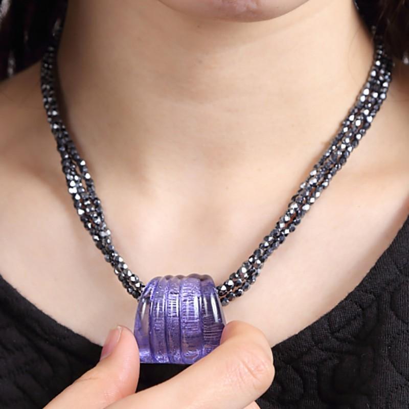 ガラスのジュエリー 漣パープル ネックレス 手作りガラス細工 ギフト プレゼント FF-purple-ripple FUSION FACTORY 送料無料 花以外 誕生日 | ブランド登録なし | 04