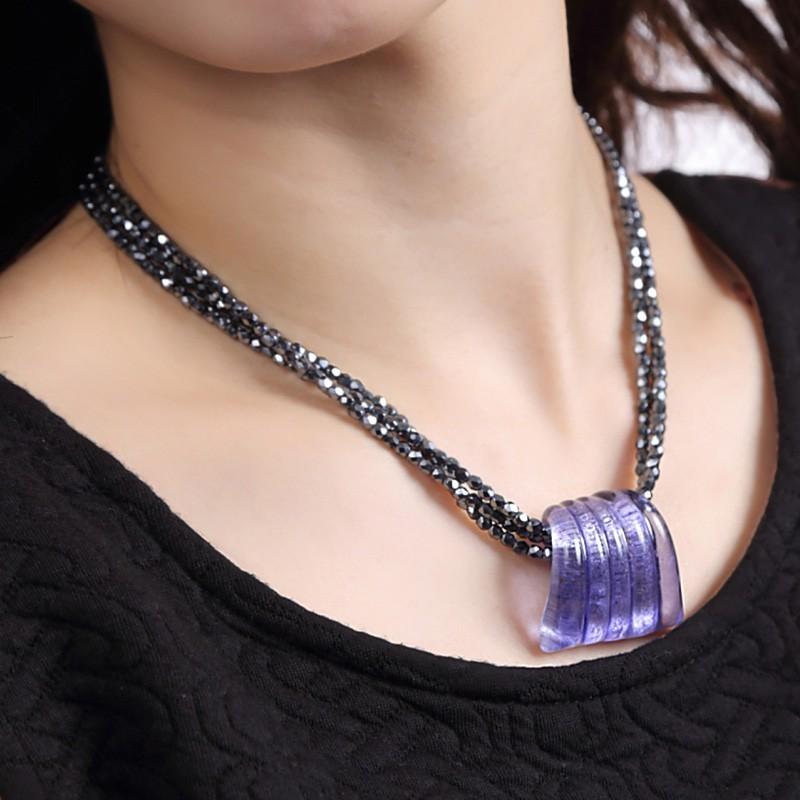 ガラスのジュエリー 漣パープル ネックレス 手作りガラス細工 ギフト プレゼント FF-purple-ripple FUSION FACTORY 送料無料 花以外 誕生日 | ブランド登録なし | 05