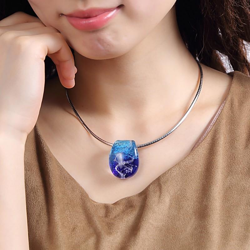 ガラスのジュエリー 海色ブルーL ネックレス 手作りガラス細工 ギフト プレゼント FF-seacolor-b-l FUSION FACTORY 送料無料 花以外 誕生日 | ブランド登録なし | 04