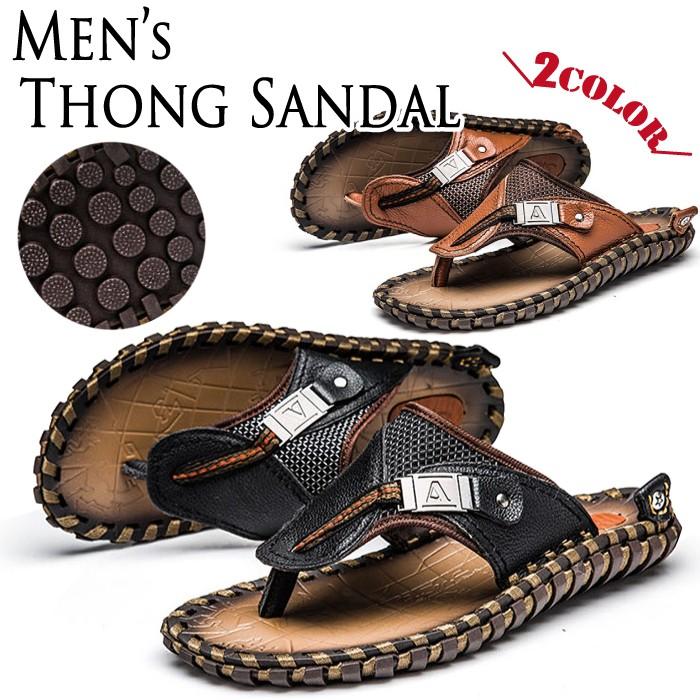 サンダル メンズ 本革 トングサンダル レザー 痛くないサンダル 革 おしゃれ 全2色 室内 海 送料無料 あすつく U 040 男性 ギフト プレゼント 父の日 最安値挑戦