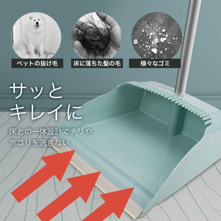 ほうき ちりとり 2点セット ピンク ブルー グレー ワイド 幅広 大きめ