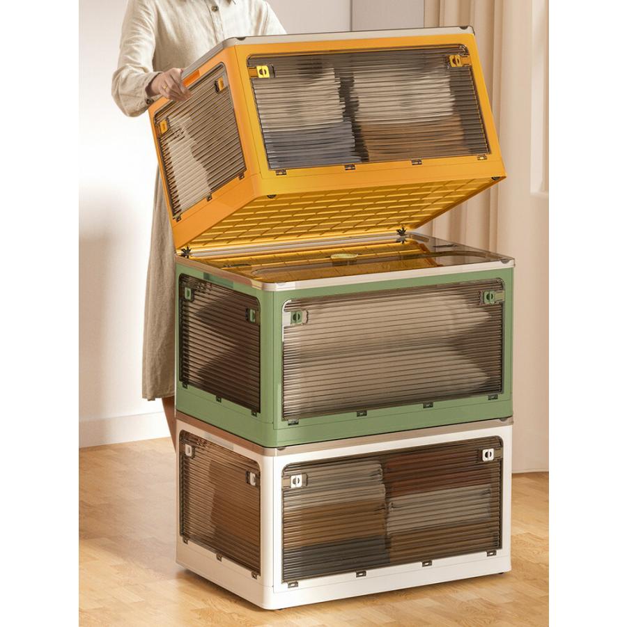 収納ケース 折りたたみ 前開き キャスター付き L 収納棚 扉付き 収納箱