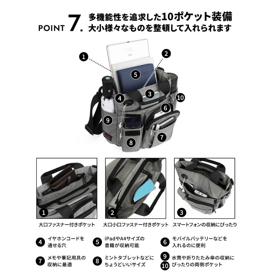 ショルダーバッグ メンズ 斜め掛け 大きめ a4 20代 30代 40代 50代 多機能 防水 軽量 全3色 UB-003 プレゼント ギフト | ブランド登録なし | 12