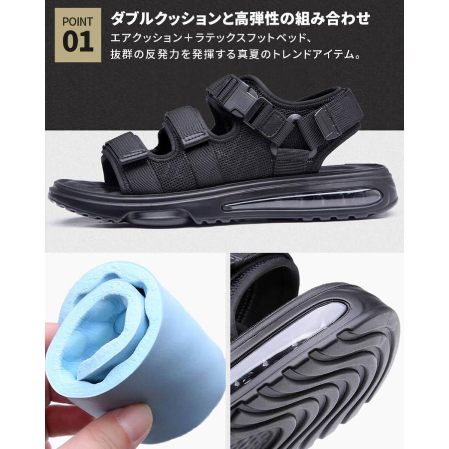 スポーツサンダル メンズ レディース おしゃれ サンダル 靴 黒 人気 ベルクロ スポーツ シューズ 送料無料 UC-324 ギフト 敬老の日 | ブランド登録なし | 04