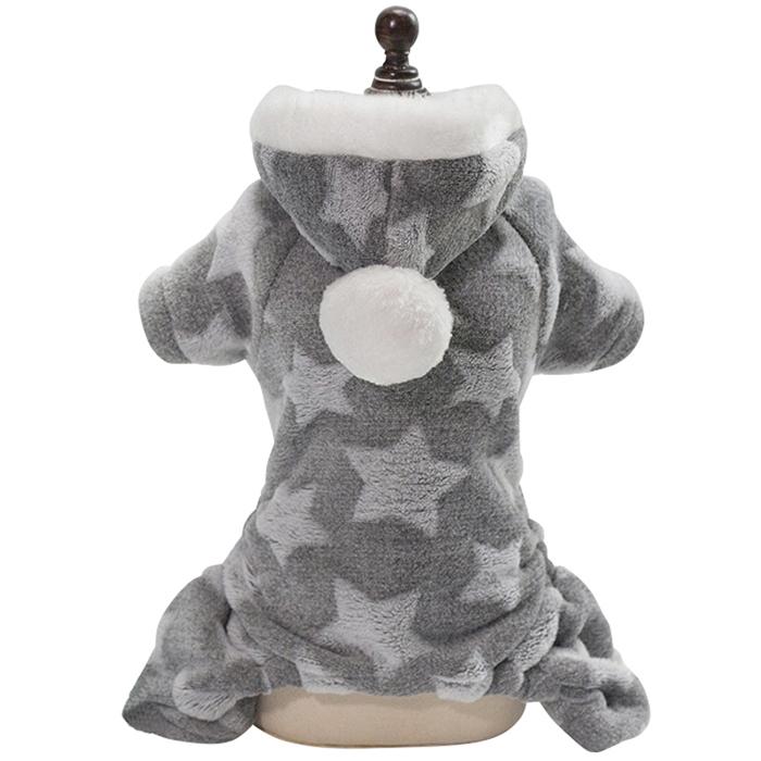 犬用 ふわもこパーカー 星柄 ドッグウェア 犬の服 グレー/グリーン