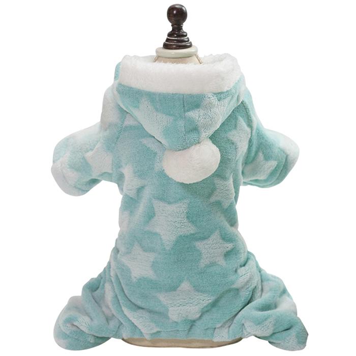 犬用 ふわもこパーカー 星柄 ドッグウェア 犬の服 グレー/グリーン