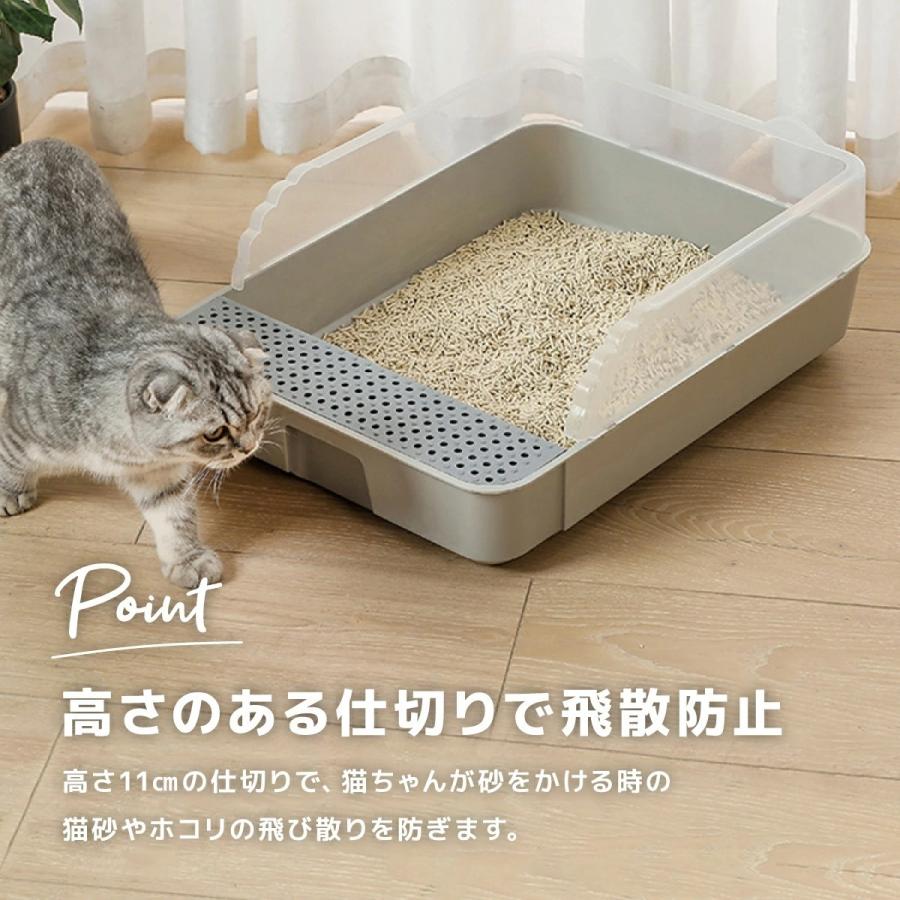 猫 トイレ 大型 組み立て式 全2色 猫トイレ おしゃれ 上から トレー