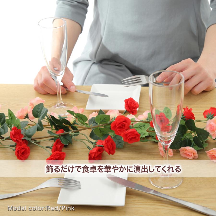 バラ 薔薇 造花 ガーランド アーティフィシャルフラワー 全3色 ロング 全長186cm 直径4cm レッド ホワイト ピンク インテリア 枯れない US-707 父の日 | ブランド登録なし | 03