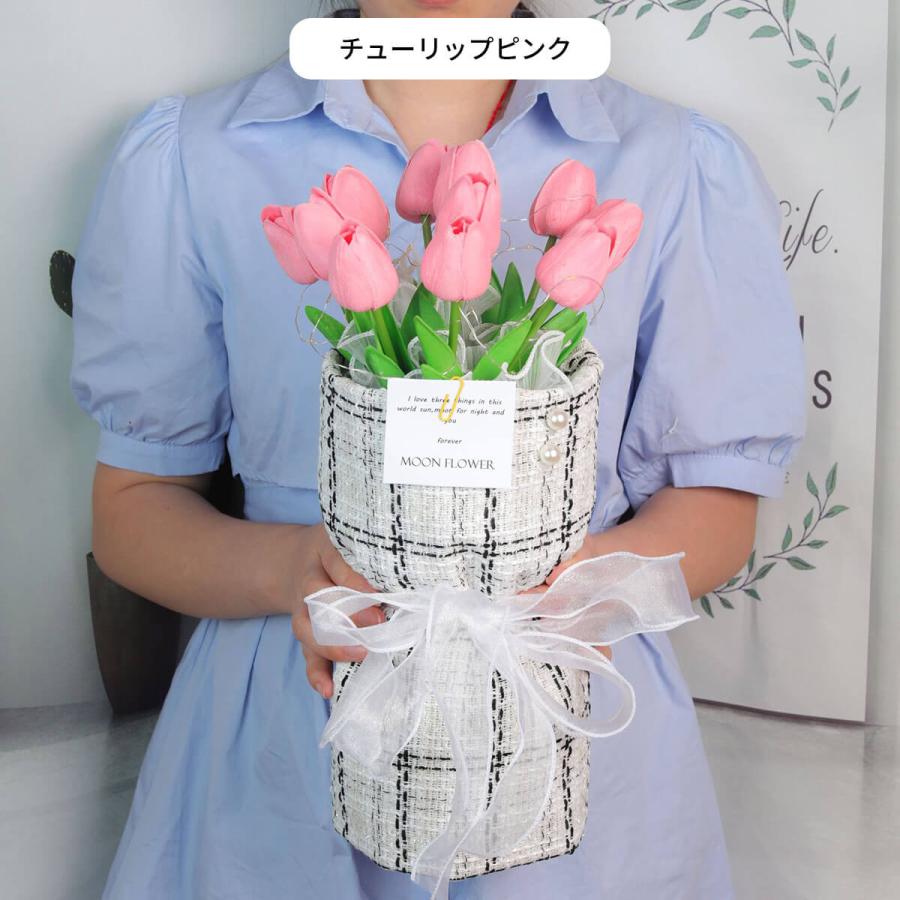 アーティフィシャルフラワー 花束 プレゼント LED ライト付 チューリップ ブーケ 造花 花 ボックス ギフト 誕生日 発表会 US-717 父の日 | ブランド登録なし | 08