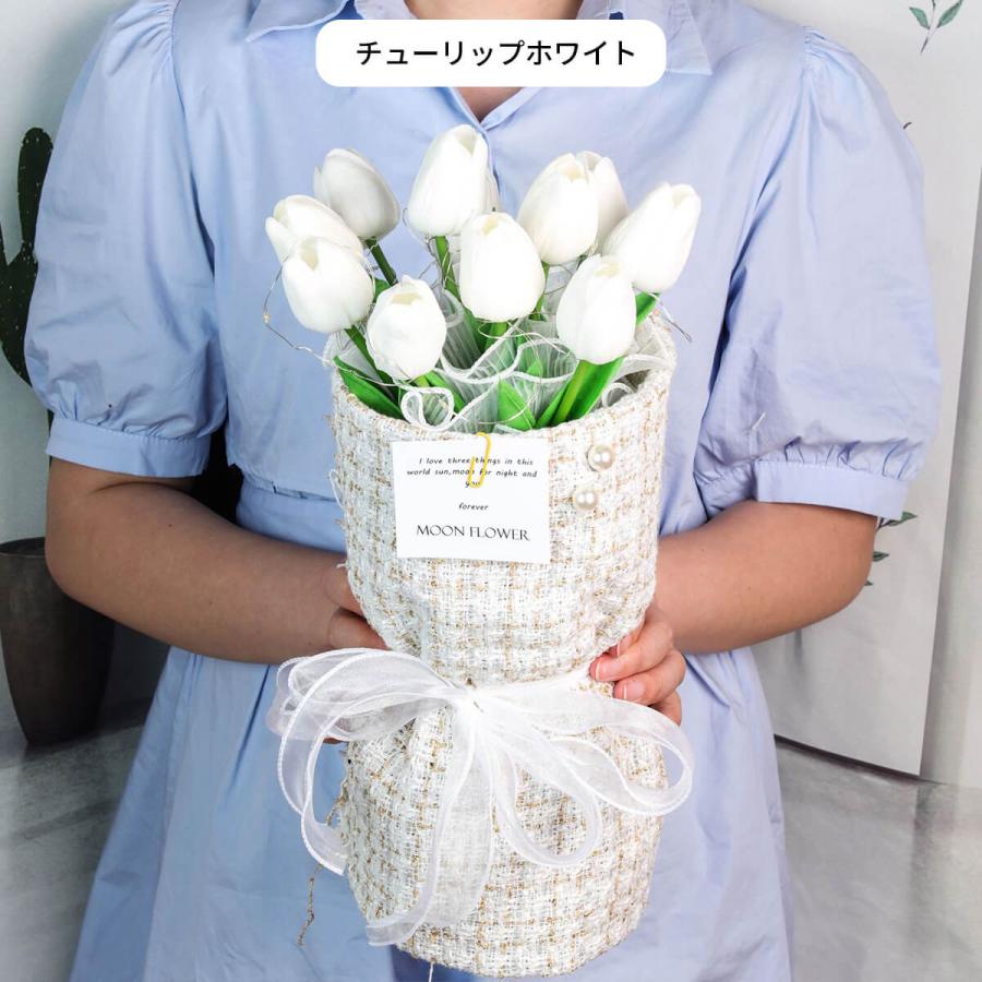 アーティフィシャルフラワー 花束 プレゼント LED ライト付 チューリップ ブーケ 造花 花 ボックス ギフト 誕生日 発表会 US-717 父の日 | ブランド登録なし | 09