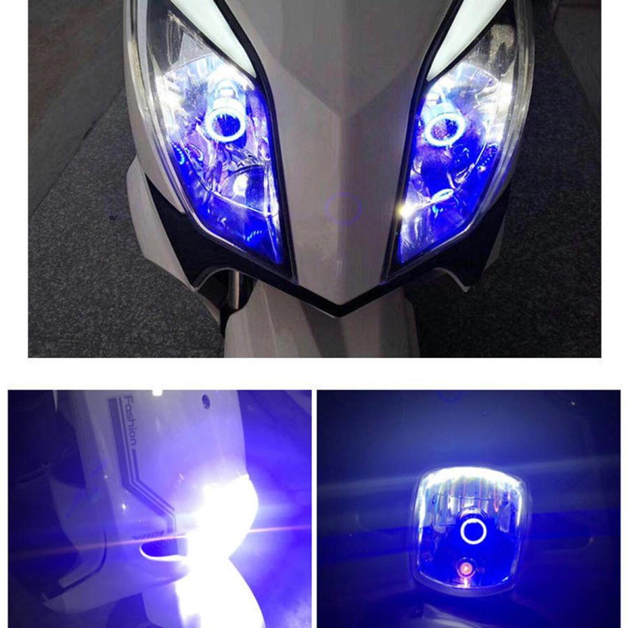 バイク用 H4 Ledヘッドライト イカリング搭載 冷却ファン搭載 アルミ構造 高輝度 トレンド Cob ブルー