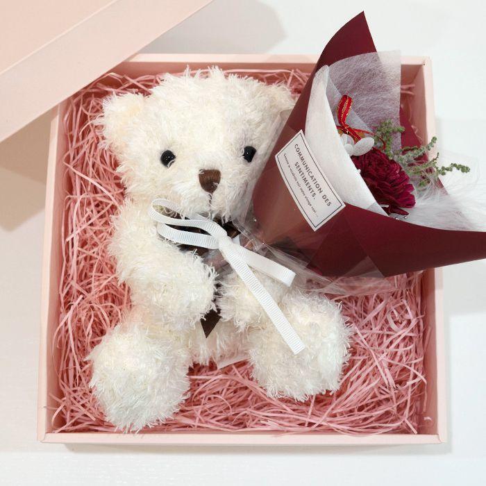 お歳暮 御歳暮 2025 誕生日 プリザーブド ブーケ ぬいぐるみ くまと