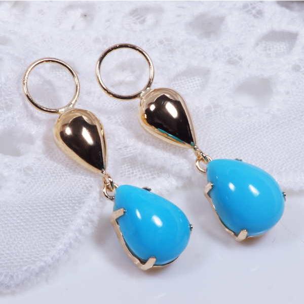 K18 2ctトルコ石 チャーム ペアシェイプ 18金（ピアス・イヤリング用）12月誕生石 CH58