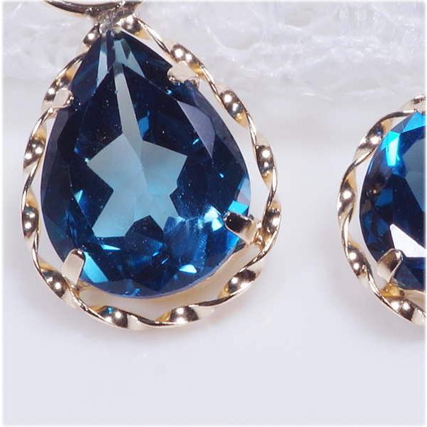 K18 ブルートパーズチャーム K18 2ct ロンドンブルートパーズ チャーム ペアシェイプ 18金