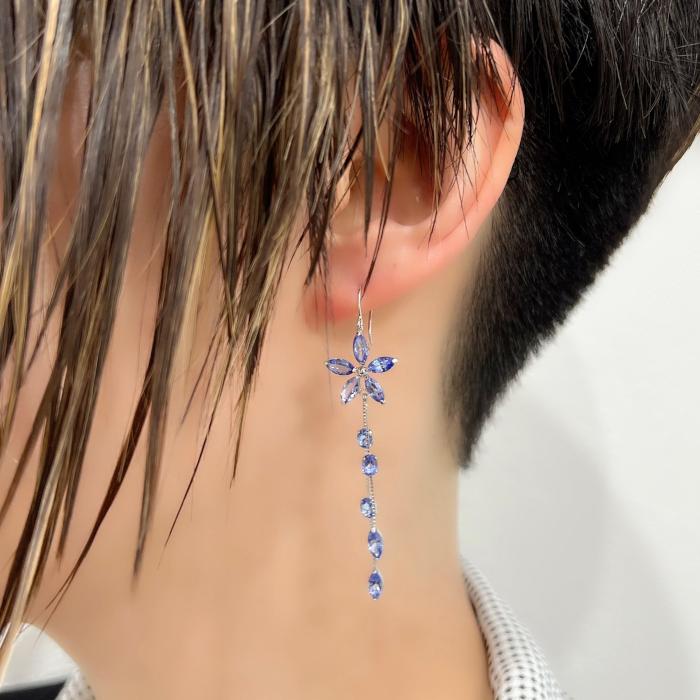 K18WG 4.2ct タンザナイトピアス アメリカン 18金 ホワイトゴールド 12