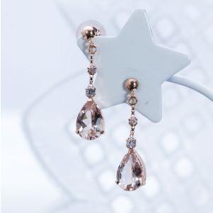 K18PG 1ct モルガナイトピアス ダイヤ 0.06ct 18金 ピンクゴールド
