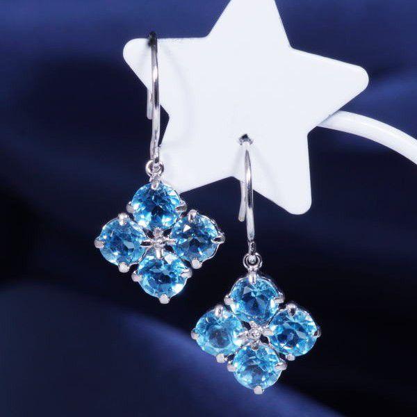 K18WG 2.2ct ブルートパーズ ピアス フック 18金 ホワイトゴールド